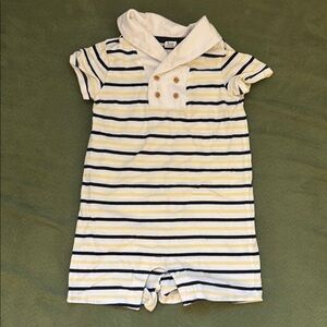 Janie and Jack Striped Baby Romper with Collar